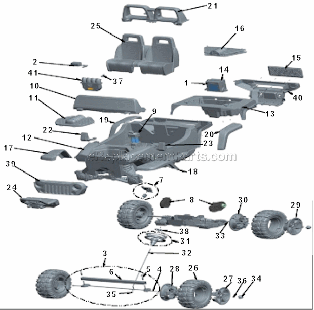 Page A Diagram and Parts List for Y6239  Power Wheels Ride-On Cars